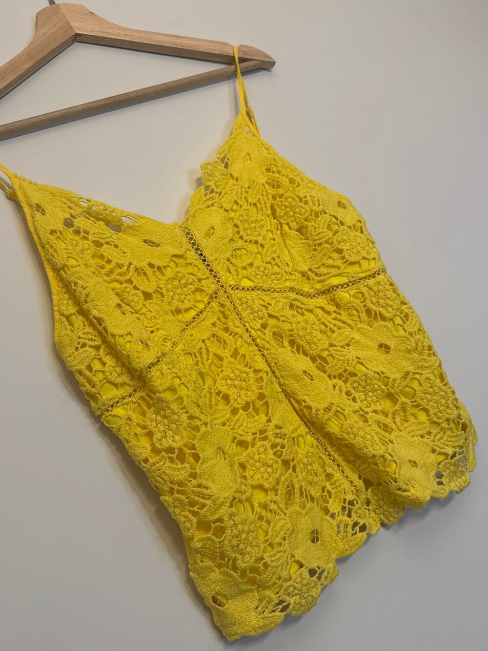Ambiance Yellow Crochet Lace Cami Top Plus 1X